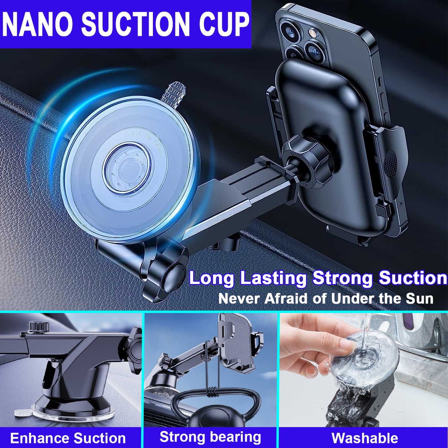 Car Phone Mount, Phone Mount for Car with Car Air Vent Clip, Long Arm Universal Cell Phone Holder,Phone Car Mounts for All Smartphone