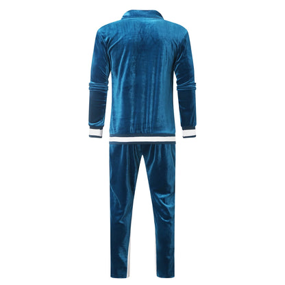 Velour Tracksuit Mens,2023 Men'S Velour Tracksuit 2 Pieces Winter Warm Full Zip up Jacket Sweatpants Fitness Sportswear Sweatsuit Jogger Sets