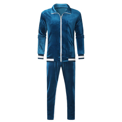 Velour Tracksuit Mens,2023 Men'S Velour Tracksuit 2 Pieces Winter Warm Full Zip up Jacket Sweatpants Fitness Sportswear Sweatsuit Jogger Sets