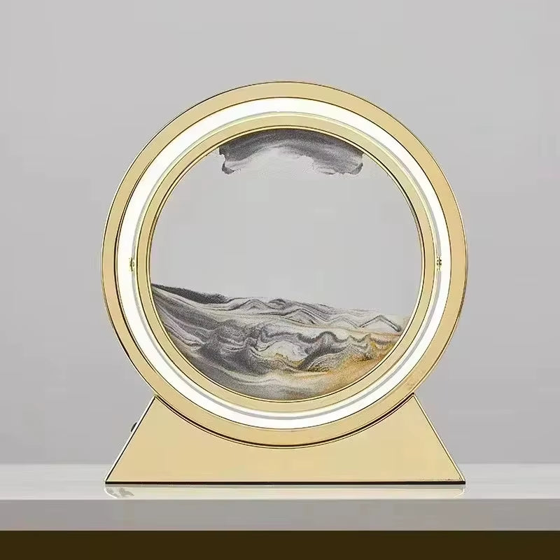 LED Light Creative Quicksand Table Lamp Moving Sand Art Picture 3D Hourglass Deep Sea Sandscape Bedroom Lamp for Home Decor Gift