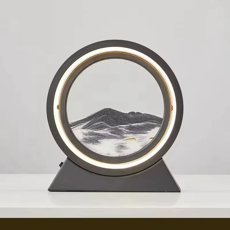 LED Light Creative Quicksand Table Lamp Moving Sand Art Picture 3D Hourglass Deep Sea Sandscape Bedroom Lamp for Home Decor Gift